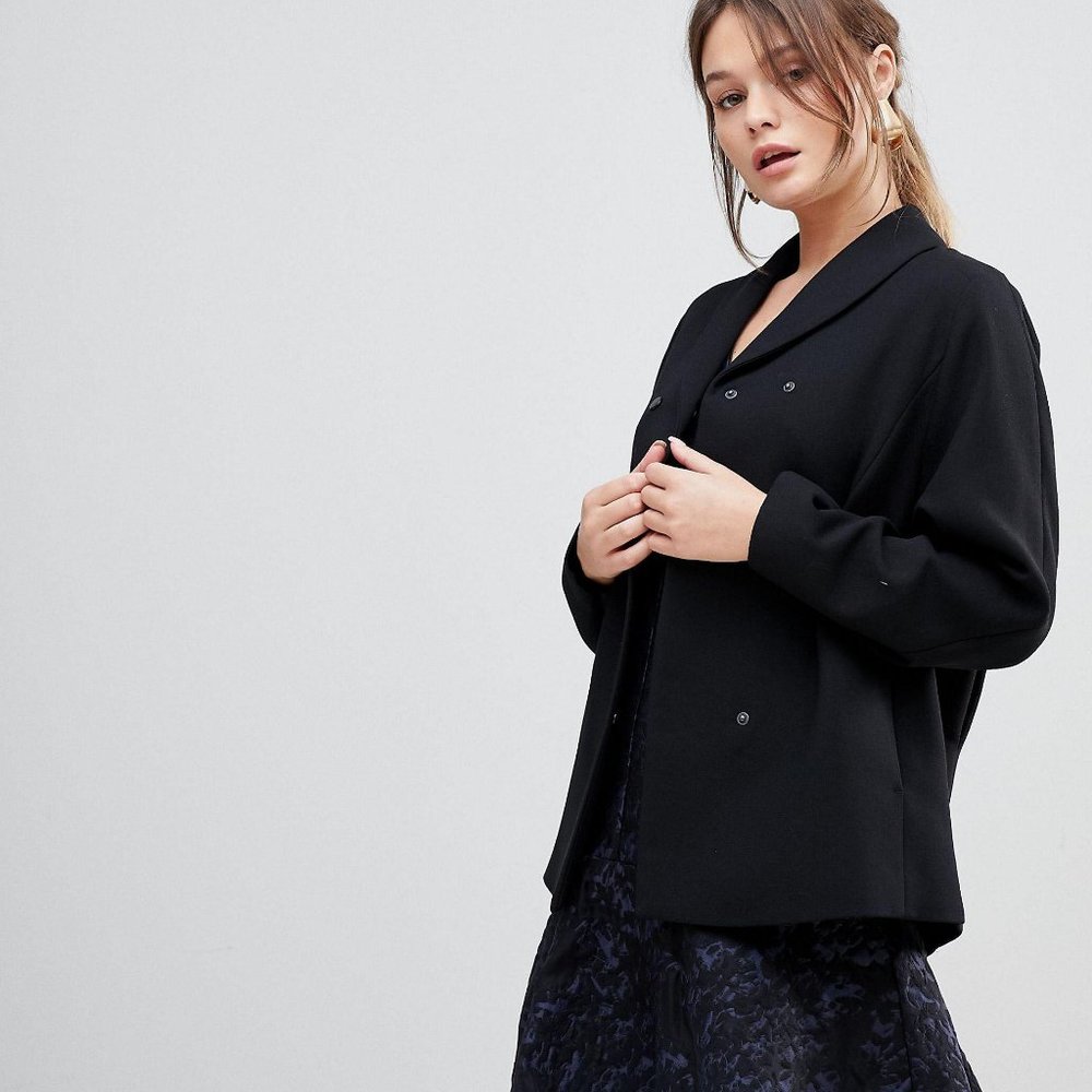 Reiss Ashby Black Draped Jacket